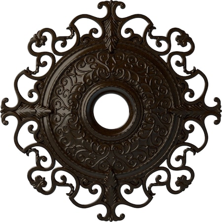 Ekena Millwork Orleans Ceiling Medallion (Fits Canopies up to 8 1/4"), 38 3/8"OD x 6 5/8"ID x 2 7/8"P, Bronze CM38OLBZS